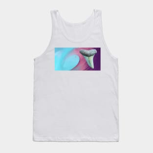 Pink Wave Shark Tooth Fossil  Surf Print Tank Top